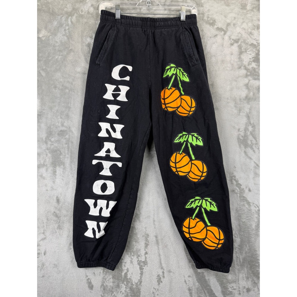 Chinatown Market Mens Black Basketball Cherry Graphic Sweatpants Joggers Size M